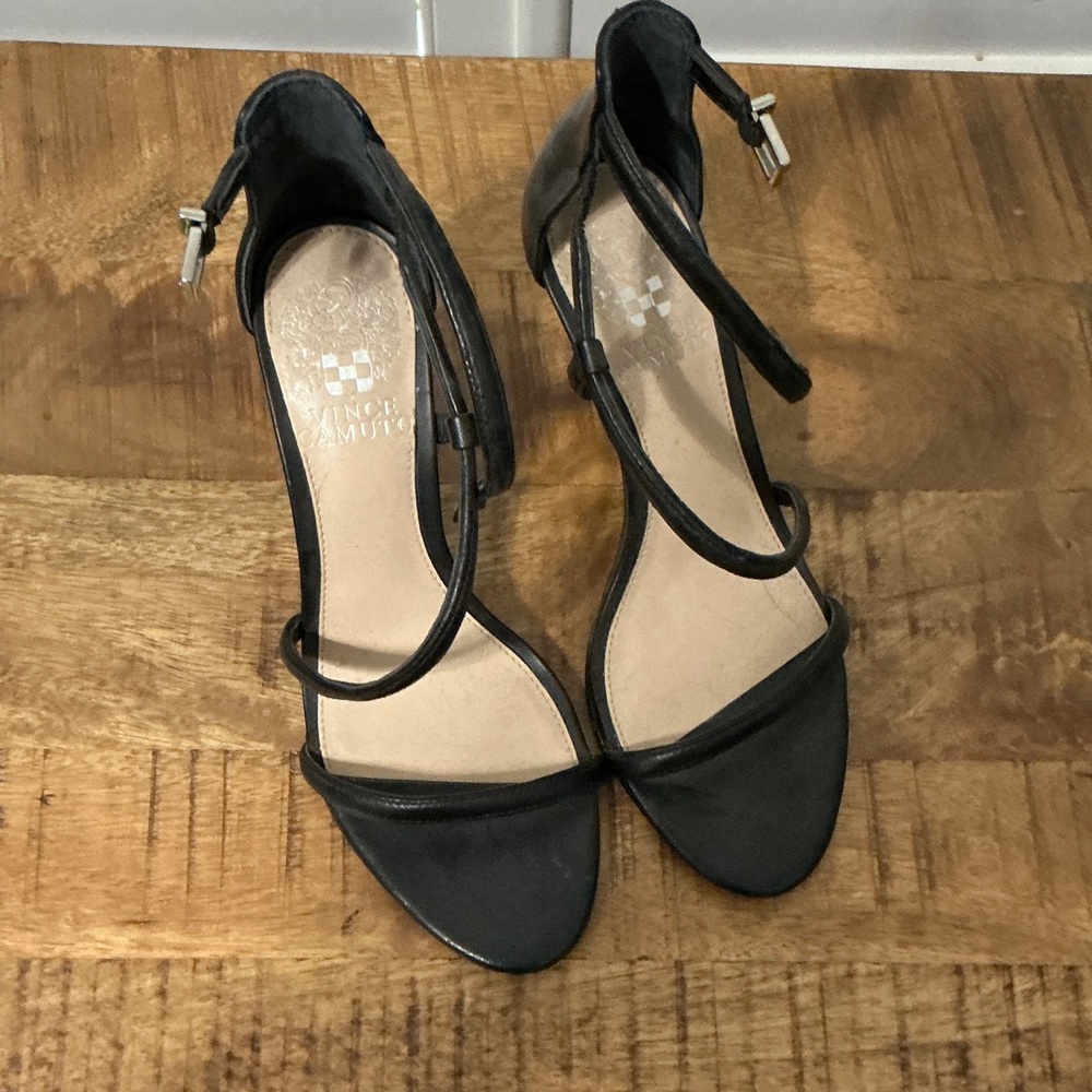 Vince Camuto Black Open-Toe Strappy Ankle Heels